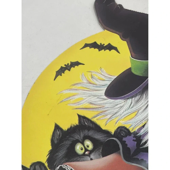 NOS Vintage 1983 BEISTLE Halloween 2 Sided Witch On Broom Cutout Decoration 16" - Picture 4 of 16